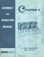 Harman-Kardon Citation-II-Assembly-operation-Manual